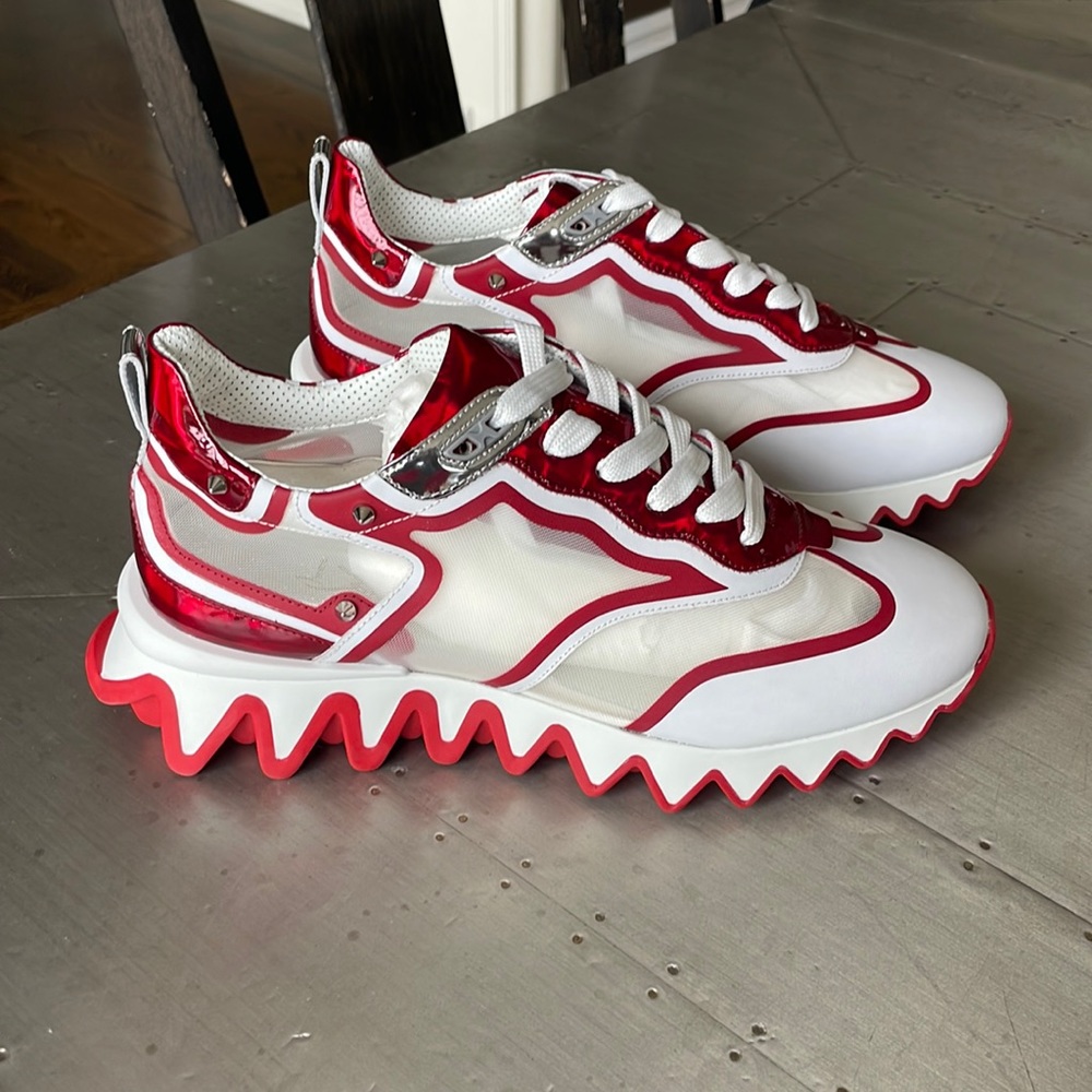 Christian Louboutin Red and White Sneakers